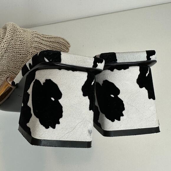 Les Petits Joueurs Fanny Orange PVC strap cow Print suede leather mules size 38 - Picture 8 of 16